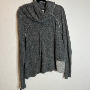 Free People Beach Grey Cowl Neck Long Sleeve Top